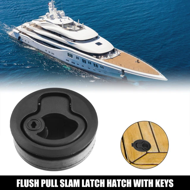 1pcs Round Flush Pull Slam Latch Hatch with Key Black for RV Marine Boat Deck