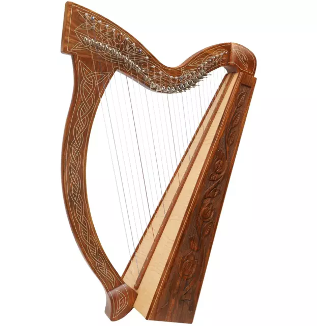 IRISCH KELTISCHE HARFE 27 SAITEN mit Halbtonklappen HARPE ARPE HARP Lyra-Lyre