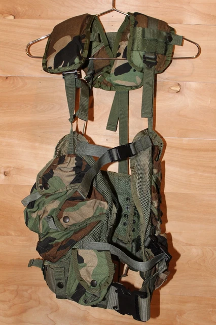 USGI ENHANCED LOAD Bearing Vest LBV Woodland CAMO M81 Tactical LBV88 ...