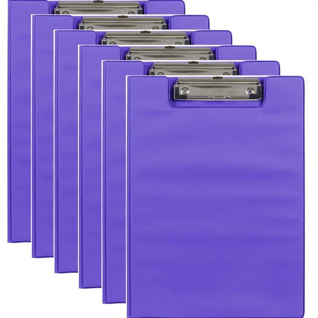 NEW 6x Marbig Clipfolder Clipboard PVC A4 Purple Pack