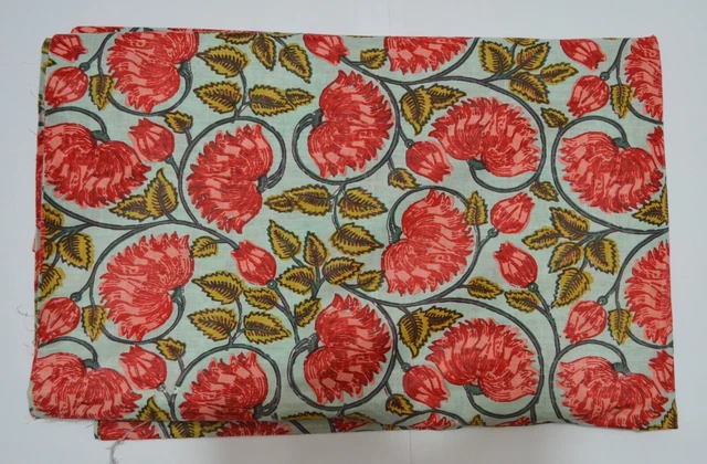 Indien Doux Tissu Coton 91.4m Artisanat de Couture Main Bloc Fleur Imprimé Art