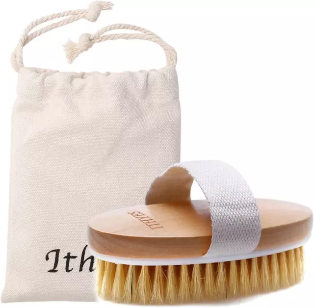 Ithyes Dry Brushing Body Brush Exfoliating Skin Natural Bristle Bath Daily Detox