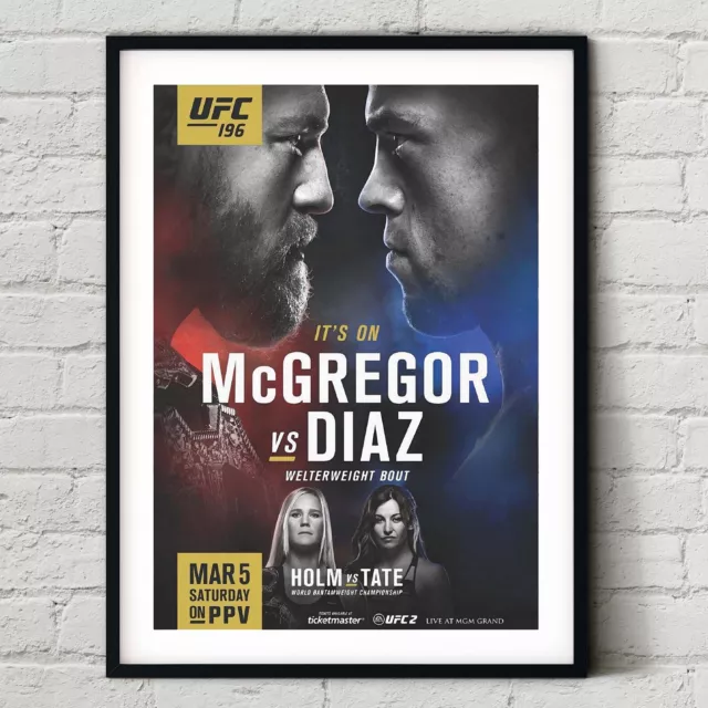 UFC 196 Conor McGregor vs Nate Diaz Fight Poster - Wall Art Print Boxing MMA