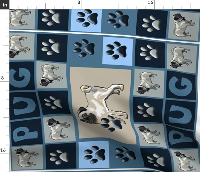 And Pug Spoonflower Fabric by the Yard