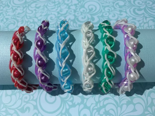 Personalized beaded friendship summer Rainbow Loom rubber band