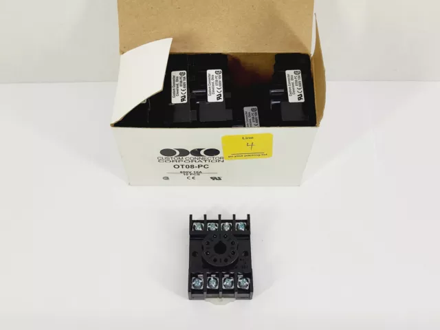 (Box of 10) Custom Connector 0T08-PC Eight Pin Relay Socket (10A, 600V) - NIB