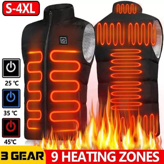 Unisex Electric Vest Heated Jacket USB Thermal Warm Heat Pad Winter Body Warmer