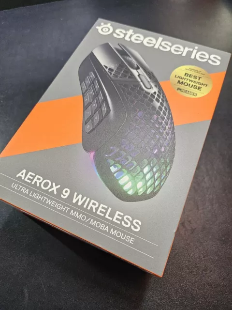 NEW SteelSeries Aerox 9 Wireless Optical Gaming Mouse - Black W USB-C & Adapter