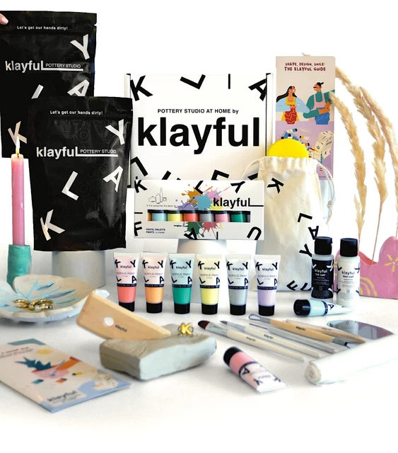 Kit Ceramica Fai Da Te Per Principianti - 1 Kg Argilla Senza Cottura, 6 Colori Acrilici, Vernice Protettiva