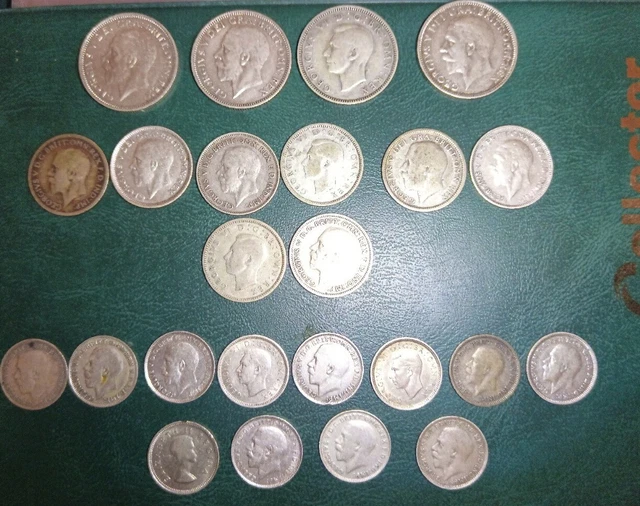 Joblot of - Pre 1947 - Silver Coins - Shillings - Sixpences - Three Pences