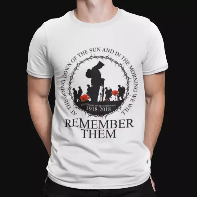 Lest We Forget Round T-Shirt- War Remembrance Day UK Retro Film TV Top Poppy