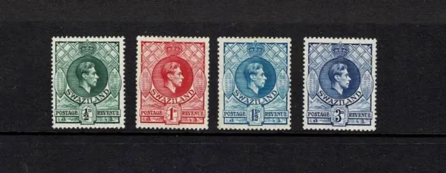 SWAZILAND 1938 KING GEORGE VI DEFINITIVES 4 VALS TO 3d MOUNTED MINT HINGED