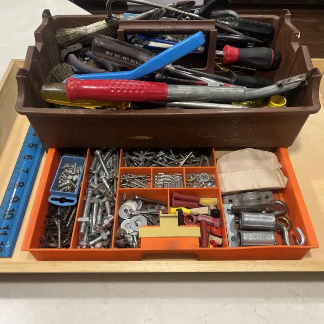 Large Lot Of Misc Tools with Tool tray that has a parts drawer!