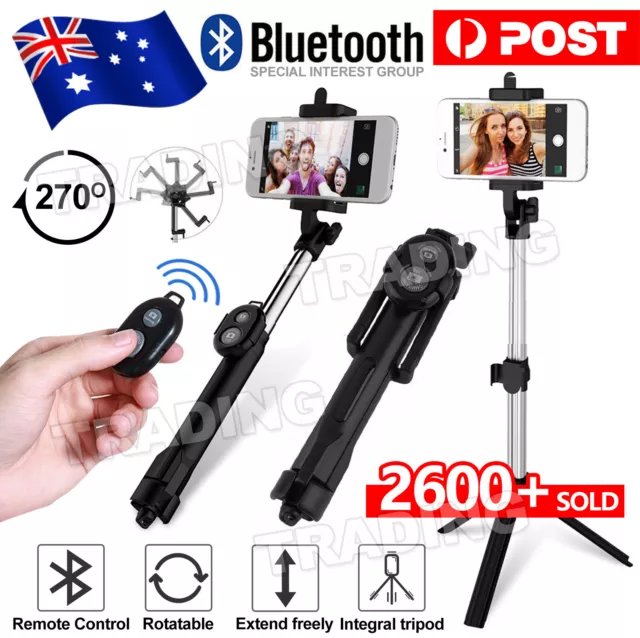 Flexible Tripod Holder Stand Selfie Stick With Bluetooth Remote For Mobile Phone