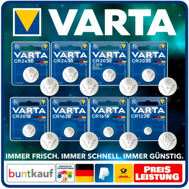 VARTA Micro Knopfzelle CR1220 CR1616 CR1620 CR2016 CR2025 CR2032 CR 2430 2450