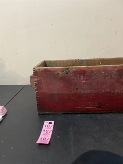 Antique ATLAS POWDER Co. Explosive Box Advertising Empty Wooden Crate 5