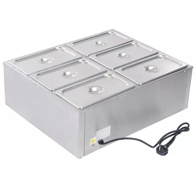 Electric Food Warmer Commercial Stainless Steel 6 Pot Bain Marie Wet Well Heat