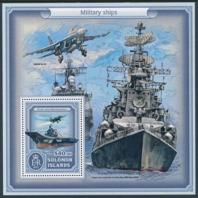 2017 Solomon Islands Military Ships Mini Sheet ($40) Fine Mint Mnh