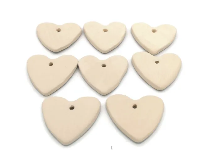 9Pc 4 mm Blank Heart Charm Jewelry Making Ceramic Bisque Ready to Paint Gift Tag
