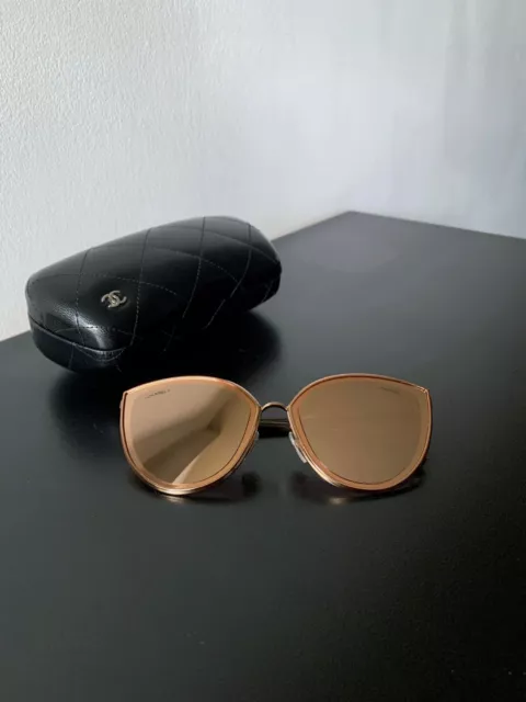 CHANEL 4222 CAT Eye Sunglasses c.117/4Z Rose Gold Frame 18-karat Mirror  Lenses £118.88 - PicClick UK