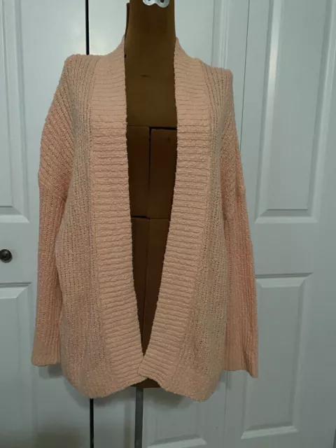 NWT Ann Taylor LOFT Chunky Knit Cardigan Sweater Women Size XL Peach Open Front