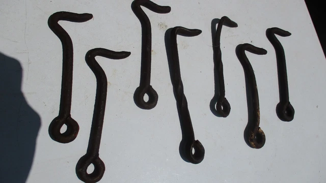 1800s Hand Forged Twisted Latch Hook Farm Country Barn Door Gate lot of 7