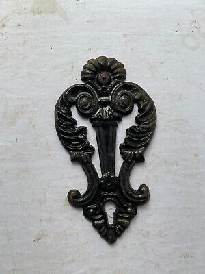 Vintage Victorian Porcelain Enamel Cast Iron Door Lock Black Trim Plate