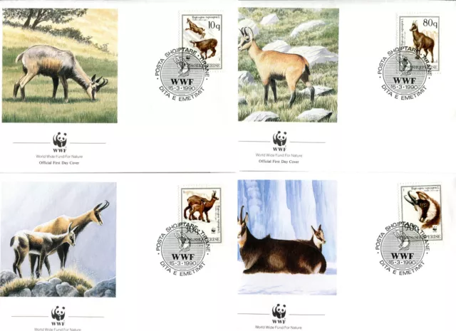 4 Briefe Albanien FDC 1990 WWF Gemsen Nr: 2423 - 2426 o Ersttag C_037