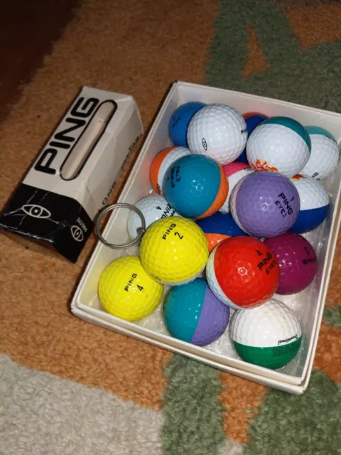 Vintage Ping golf ball collection, 19 in total, plus boxes.