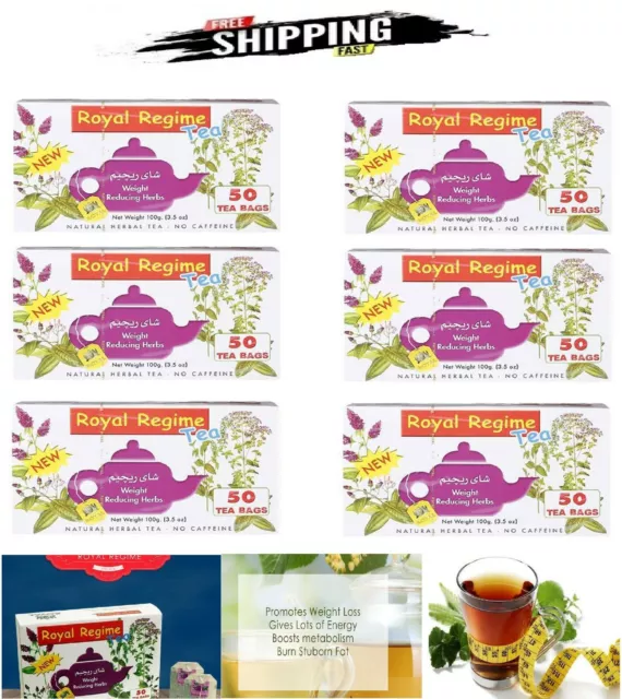 6 X ROYAL REGIME Tea Weight Loss Reducing SLIM Natural Herbs Diet 6 X 50 Bags