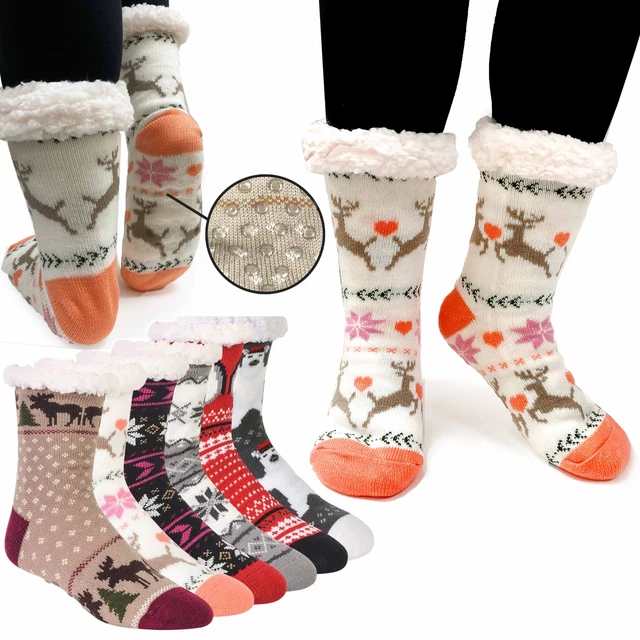 3 Paires Femmes Hommes Épais Tricot Chaussettes Polaire Sherpa Thermique Souple
