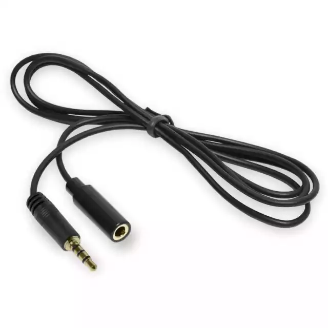 Cable de Audio con Micrófono 1m Macho Hembra Jack 3.5mm OMTP TRRS 4 Polos Negro