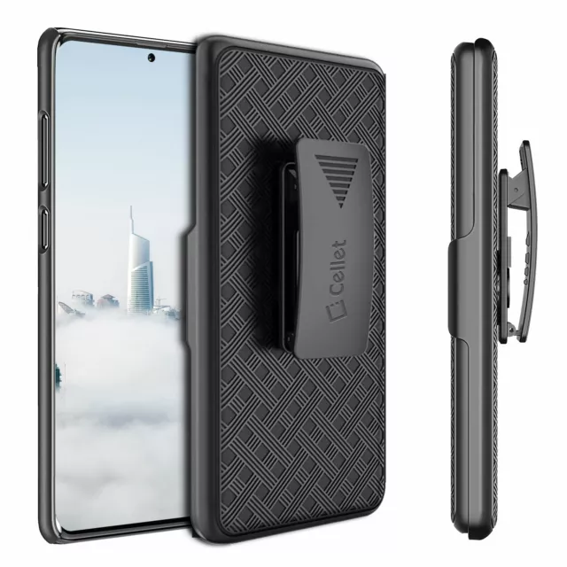 Samsung Galaxy S21 5G Shell Holster Kickstand Case with Spring Belt Clip - Black