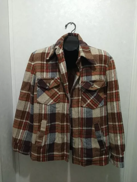 Vintage Sears The Men's Store Outerwear Wool Flannel Plaid Overcoat 40R