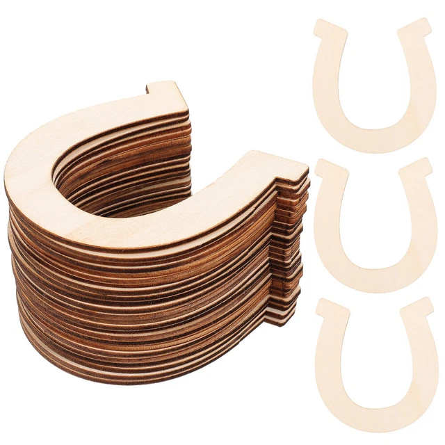 48 Pcs Hufeisen-Chips Holz Kind Pferdeschuhe Mini-Cowboyhut Leere Holzscheiben