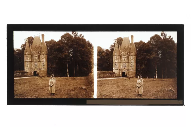Petit Château France Photo Stereo Glass Plate Vintage c1930