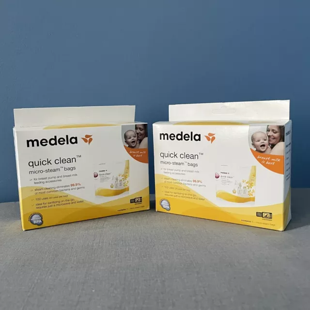 LOT OF 2 Medela Quick Clean Micro-Steam Bags 5 ct boxes (10 bags total) NEW