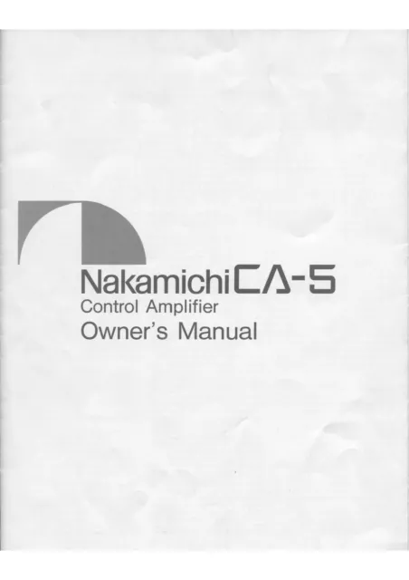 Bedienungsanleitung-Operating Instructions pour Nakamichi CA-5