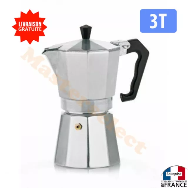 Cafetière italienne alu 3 Tasses pour un bon café feux sauf induction Pas Cher