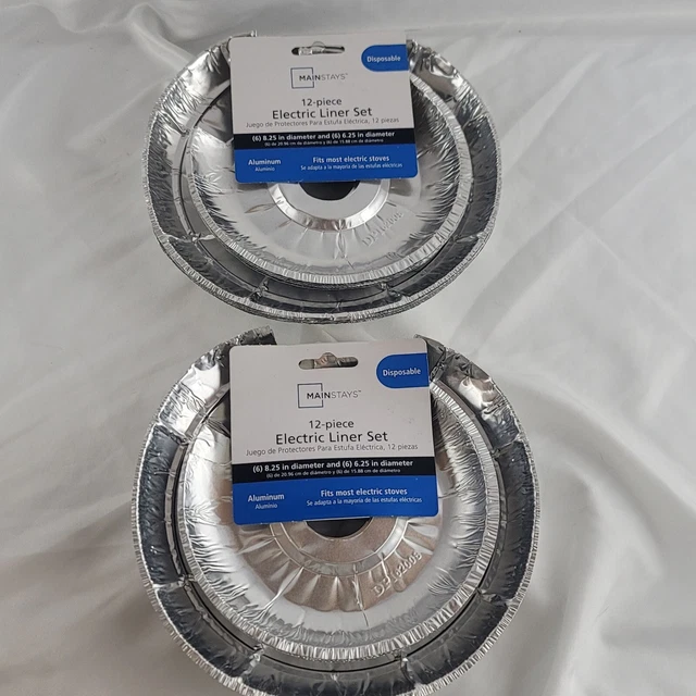 "Juego de revestimiento de sartén de goteo de aluminio desechable para estufa eléctrica 24 piezas 12-6,25"" 12-8,25"
