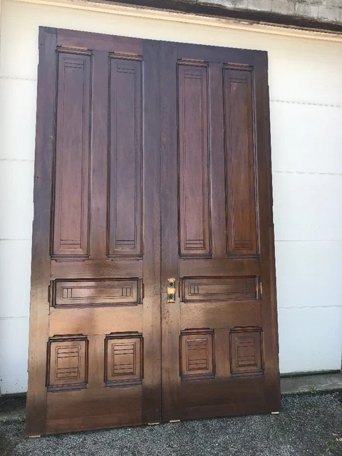 MAR247 match Pair antique all walnut Double Doors 6’ x 112.75 x 2.25 Thick