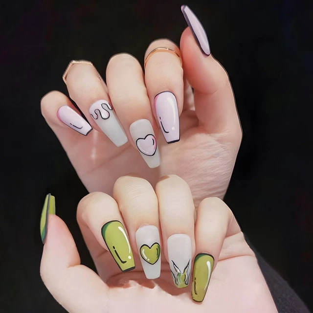Press on Nails Full Cover Long Almond Medium Length Square Head Fake Nails
