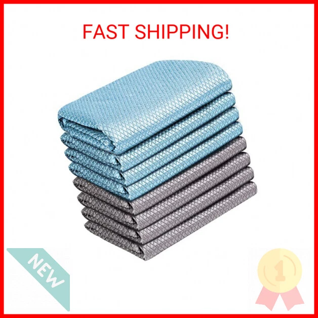 Fish Scale Streak Free Miracle Cleaning Cloths Easy Clean Nanoscale, Pack of 8,