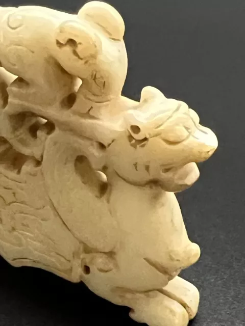 Chinese Natural Soap Stone Handcarved Exquisite Dragons