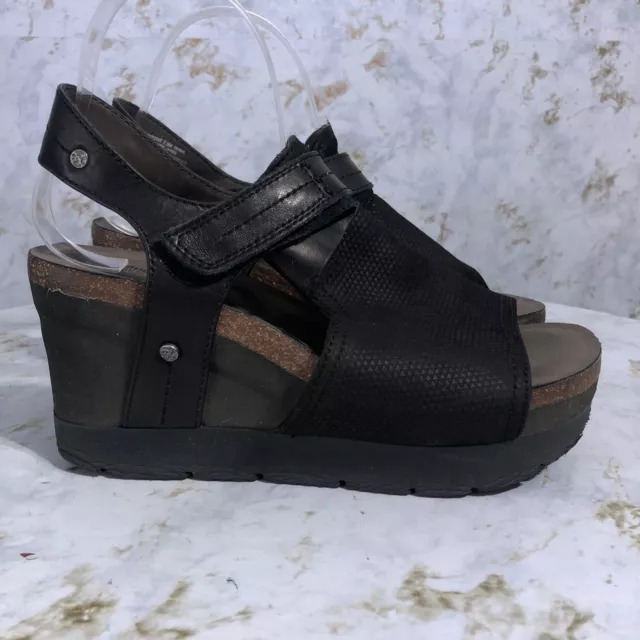 OTBT Waypoint Womens Sz 8.5 Shoes Black Brown Comfort Y2K Wedge Platform Sandals