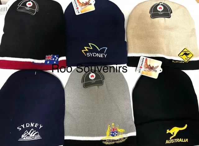 4x Australian Souvenir Beanie - 6 designs to choose from! Bulk savings! Kangaroo