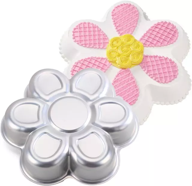 3D Birthday Cake Pan Flower Shape Aluminum Nonstick Baking Pans Tins Cake Decora