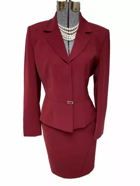 TAHARI ASL SKIRT Suit Size 8 Two Piece Set 29X24 Assertive In Red ...