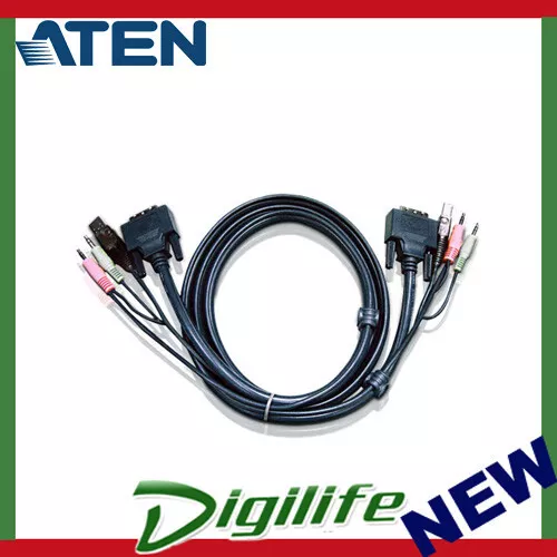 ATEN 2L-7D03U USB DVI-D Single Link KVM Cable with Audio - 3.0m