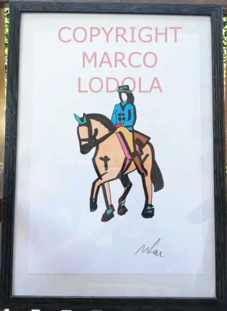 Opera unica originale carta italian art Marco Lodola autentica COA in cornice